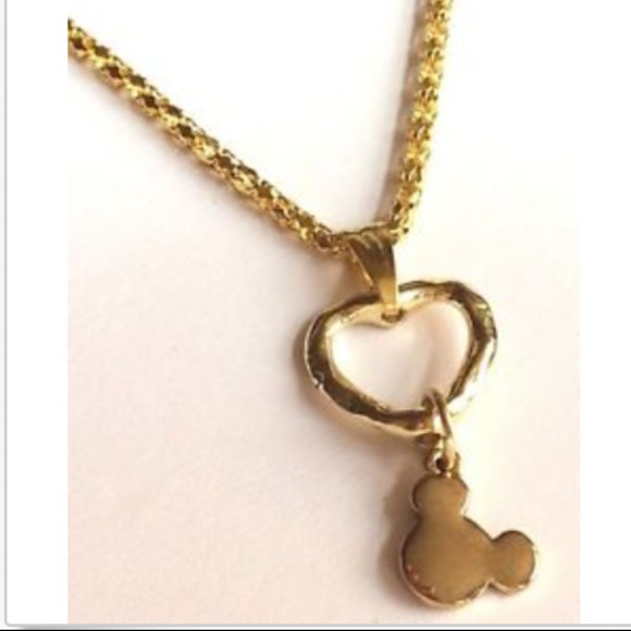 Mickey Mouse Ears Necklace Heart Gold 23" PlusSize - Picture 2 of 8
